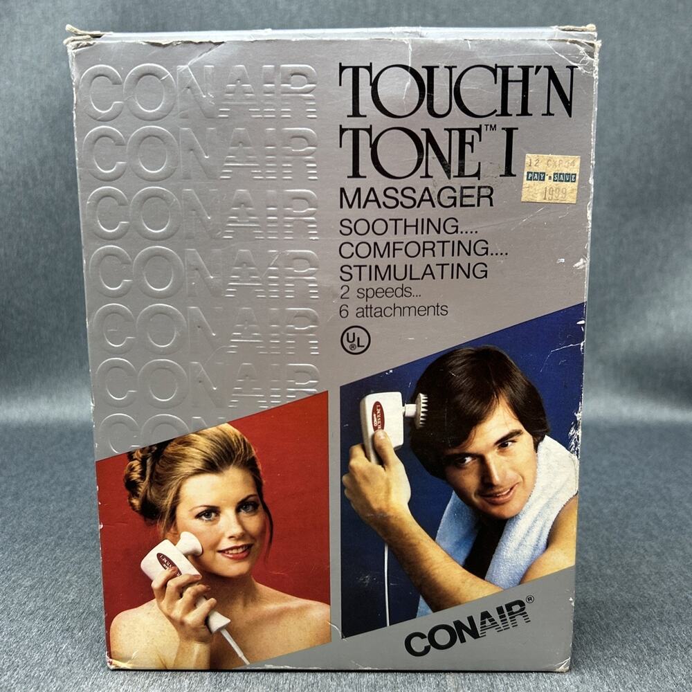 Vintage 1980s Conair Touch’N Tone I Massager 2-Speed 6 Attachments Tested Works